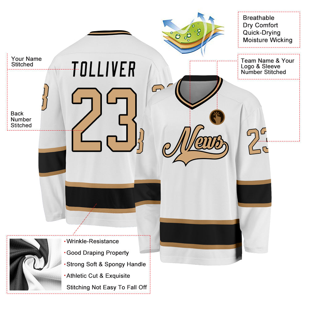 Custom Hockey Jersey - White Old Gold-Black product image 2