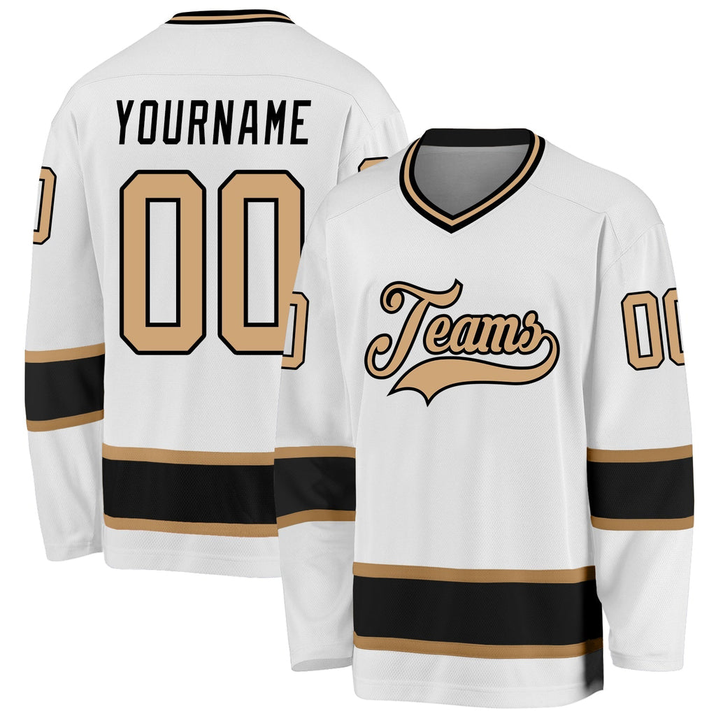 Custom Hockey Jersey - White Old Gold-Black product image 1