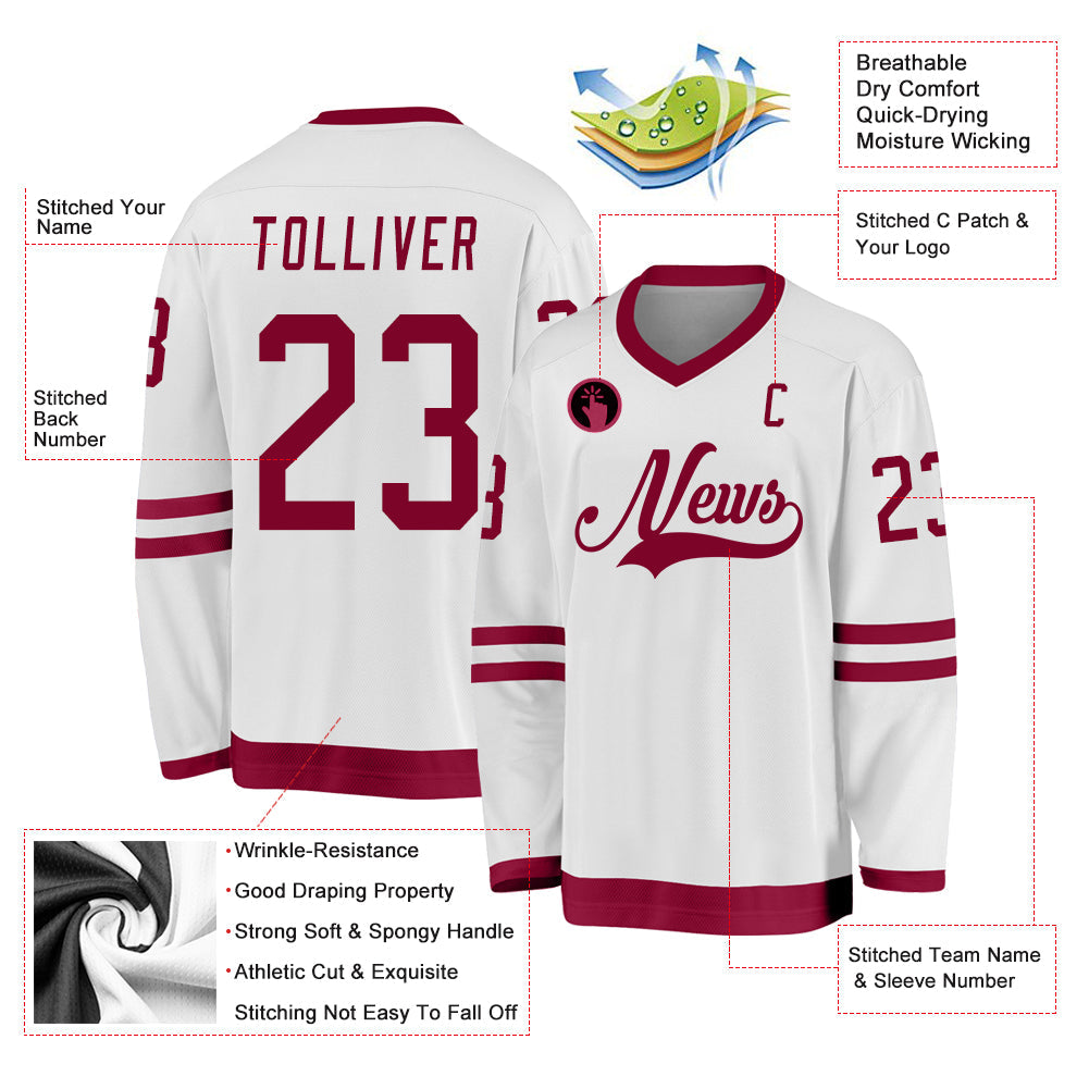 Custom Hockey Jersey - White Maroon product image 2