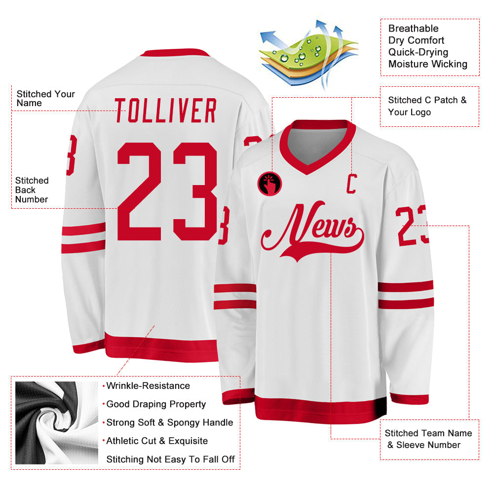 Custom Hockey Jersey - White Red product image 2